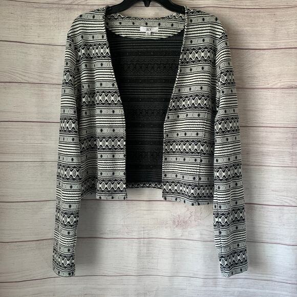 Jack Black and White Geometric Pattern Blazer Jacket Open Front Aztec Size Large - Picture 1 of 14